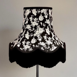 Black Floral Scalloped Fabric Lampshades