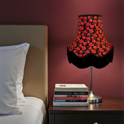 Black Poppy Scalloped Fabric Lampshades