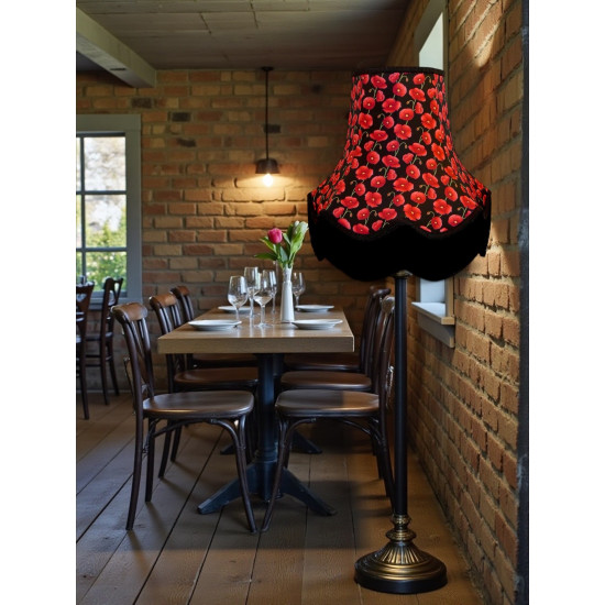 Black Poppy Scalloped Fabric Lampshades