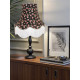 Black and Silver Floral Scalloped Fabric Lampshades