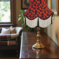 Black Tassel Poppy Scalloped Fabric Lampshades