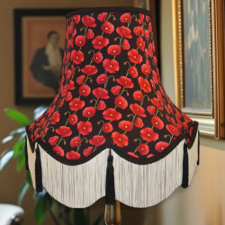 Black Tassel Poppy Scalloped Fabric Lampshades