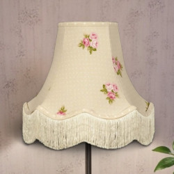 Cream Bouquet Floral Scalloped Fabric Lampshades