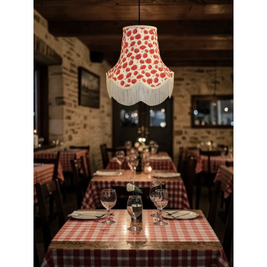 Cream Poppy Scalloped Fabric Lampshades
