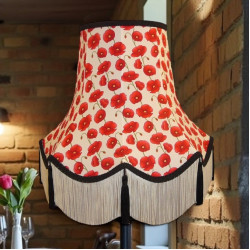 Cream Tassel Poppy Fabric Scalloped Lampshades