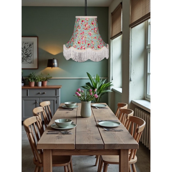 Green Floral Fabric Lampshades