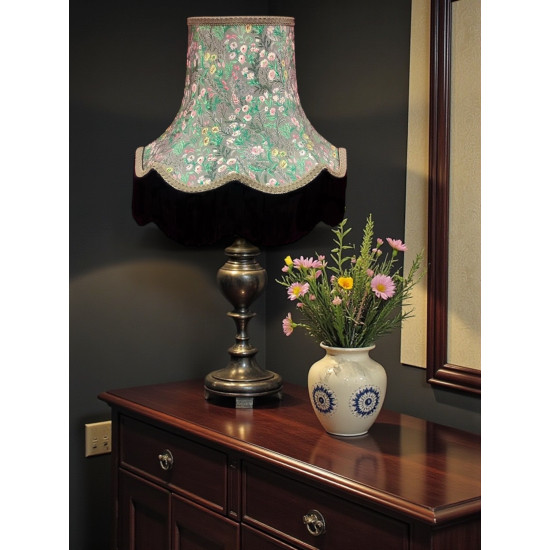 Grey and Black Floral Fabric Lampshades