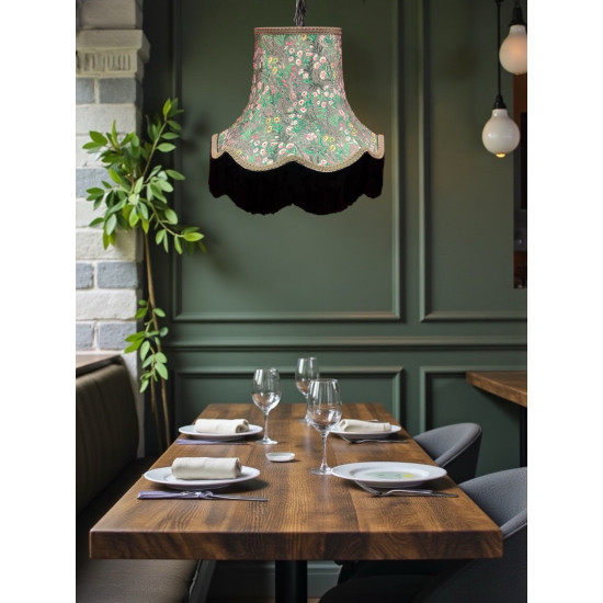 Grey and Black Floral Fabric Lampshades