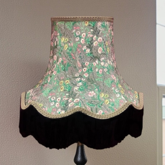 Grey and Black Floral Fabric Lampshades