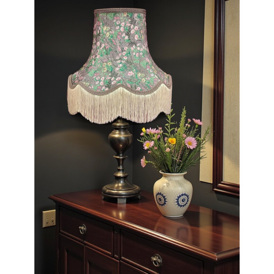 Grey and Cream Floral Fabric Lampshades
