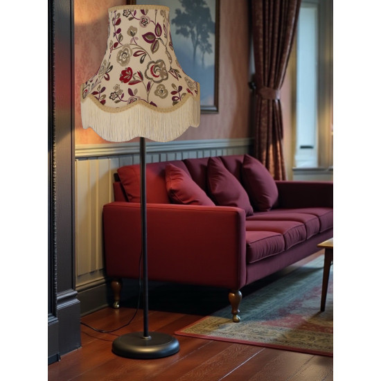 Mulberry Purple Red and Cream Floral Fabric Lampshades