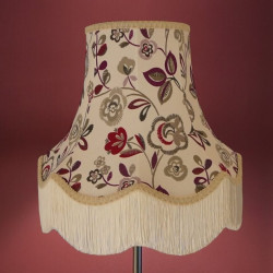 Mulberry Purple Red and Cream Floral Fabric Lampshades