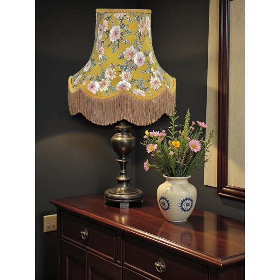 Mustard Floral Gold Fabric Lampshades