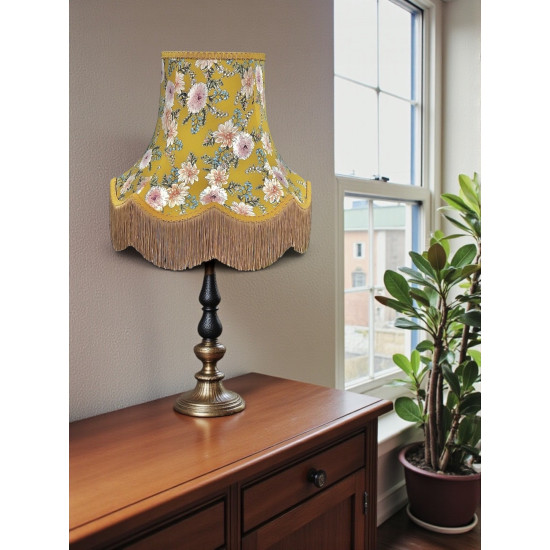 Mustard Floral Gold Fabric Lampshades