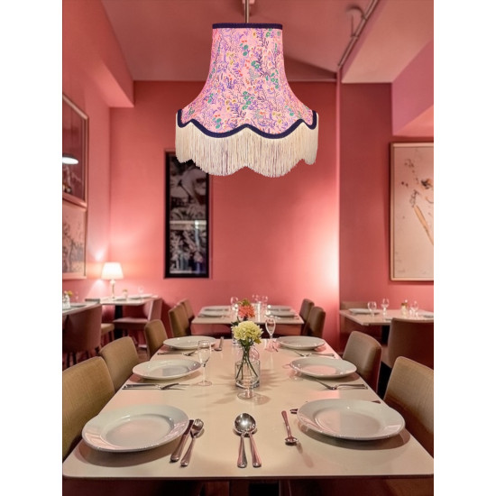 Pink and Navy Blue Floral Fabric Lampshades