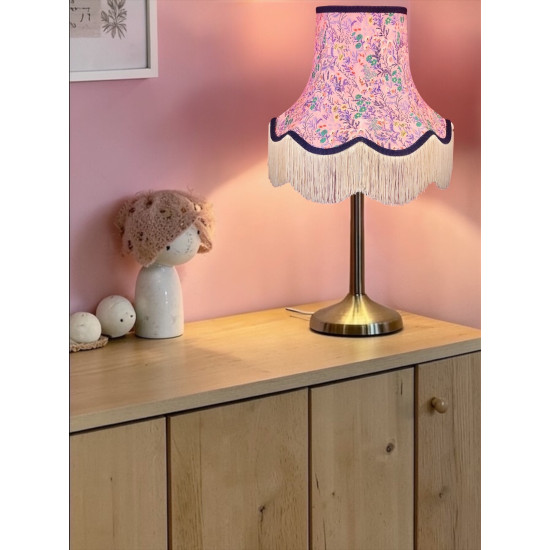 Pink and Navy Blue Floral Fabric Lampshades