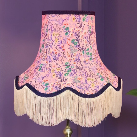 Pink and Navy Blue Floral Fabric Lampshades Pink and Navy Blue Floral Fabric Lampshades