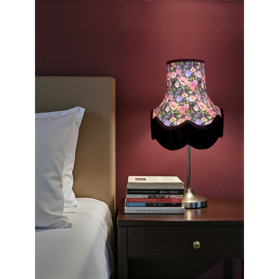 Vibrant Black Floral Fabric Lampshade