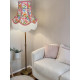 Vibrant Floral and Pink Braid Fabric Lampshade