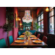Vibrant Floral and Pink Braid Fabric Lampshade