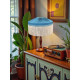 Azure Blue and Cream Gathered Tiffany Lampshade