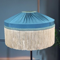 Azure Blue and Cream Gathered Tiffany Lampshade
