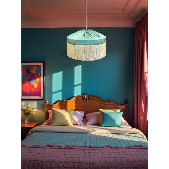 Duck Egg and Cream Gathered Tiffany Lampshade
