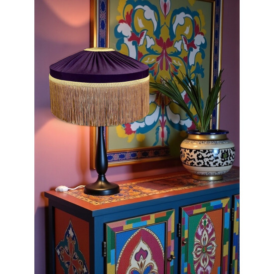 Grape Purple and Gold Gathered Tiffany Lampshade
