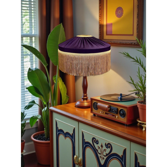 Grape Purple and Gold Gathered Tiffany Lampshade