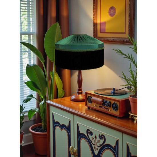 Dark Green and Black Gathered Tiffany Lampshades