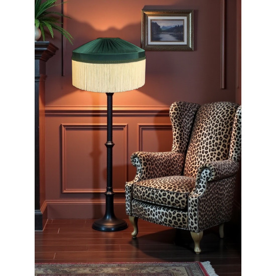 Dark Green and Cream Gathered Tiffany Lampshades