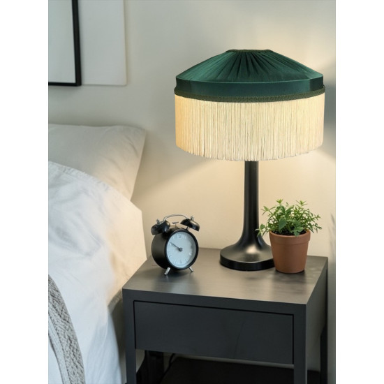 Dark Green and Cream Gathered Tiffany Lampshades