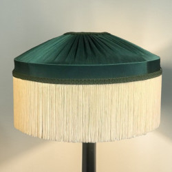 Dark Green and Cream Gathered Tiffany Lampshades
