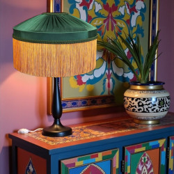 Dark Green and Gold Gathered Tiffany Lampshades