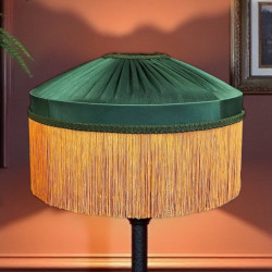 Dark Green and Gold Gathered Tiffany Lampshades