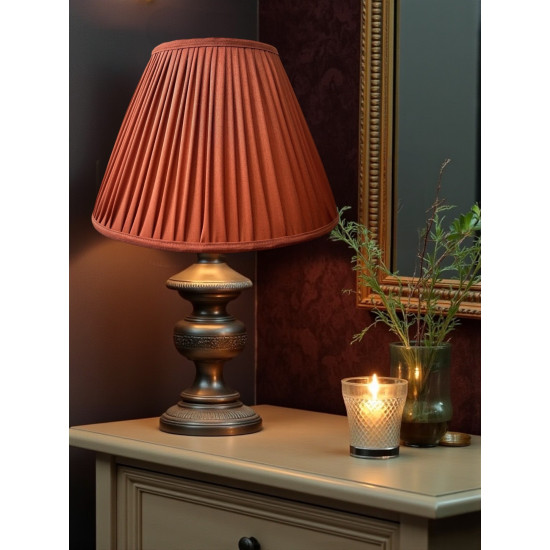 Burnt Orange Gathered Fabric Tapered Empire Lampshade