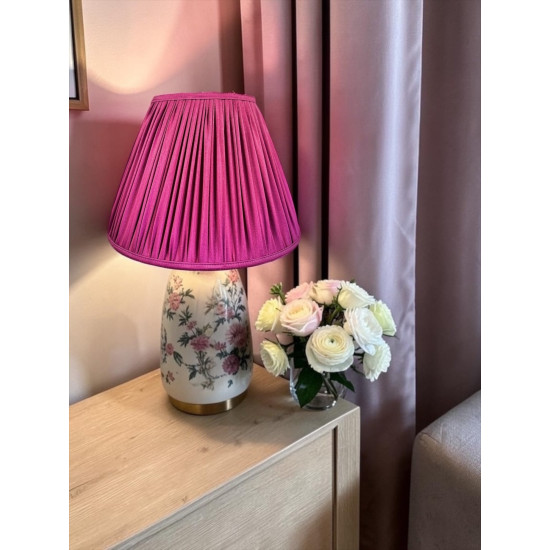 Fuchsia Pink Gathered Fabric Lampshade