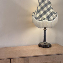 Black Gingham Check Scalloped Fabric Lampshades