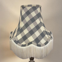 Black Gingham Check Scalloped Fabric Lampshades