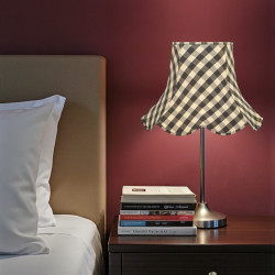 Black Gingham Check Modern Scalloped Fabric Lampshades