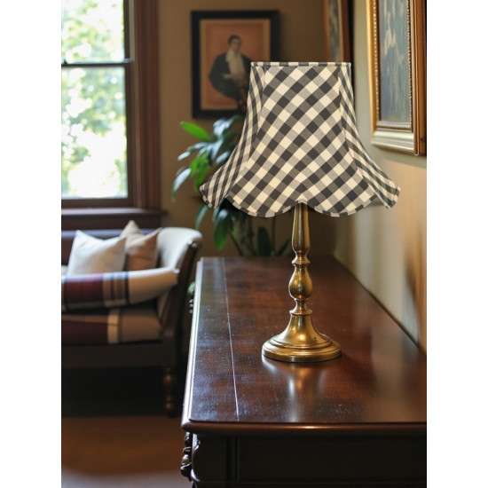 Black Gingham Check Modern Scalloped Fabric Lampshades