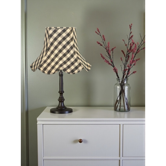 Black Gingham Check Modern Scalloped Fabric Lampshades