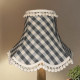 Black Gingham Check Pom Pom Scalloped Fabric Lampshades