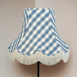 Cornflower Blue Gingham Check Scalloped Fabric Lampshades