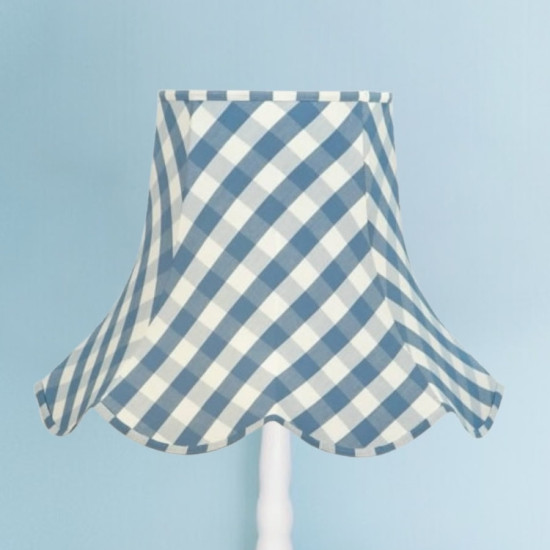 Cornflower Blue Gingham Check Modern Scalloped Fabric Lampshades Cornflower Blue Gingham Check Modern Scalloped Fabric Lampshades