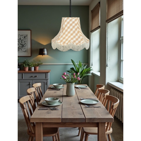Natural Cream Gingham Check Fabric Lampshades