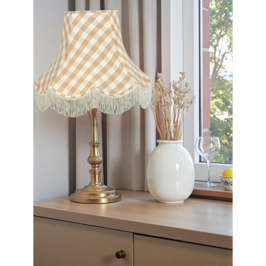 Natural Cream Gingham Check Fabric Lampshades