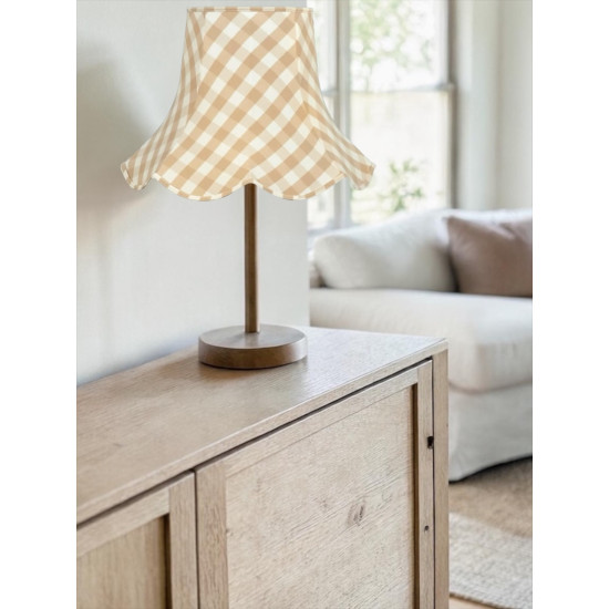 Natural Cream Gingham Check Modern Fabric Lampshades