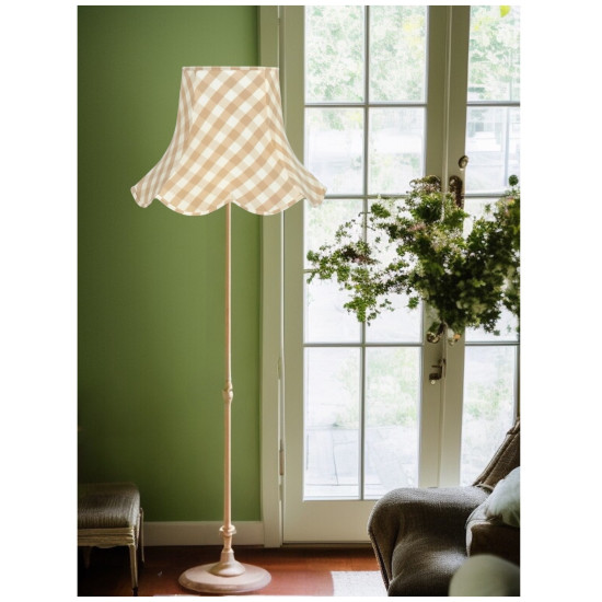 Natural Cream Gingham Check Modern Fabric Lampshades