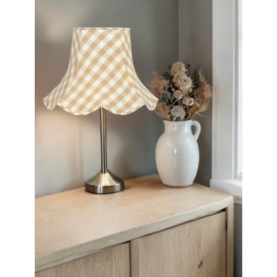 Natural Cream Gingham Check Modern Fabric Lampshades